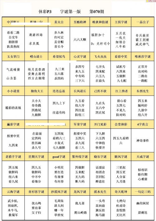 牛彩字谜总汇(九)福彩字谜总汇牛彩字谜总汇(九)-第2张图片