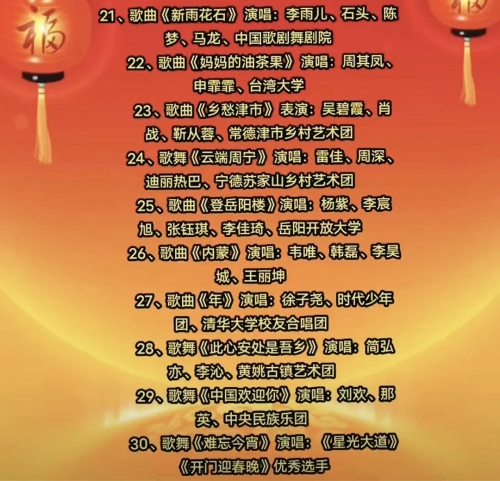 2025年春节联欢晚会演出单春节联欢晚会2023，欢乐盛宴