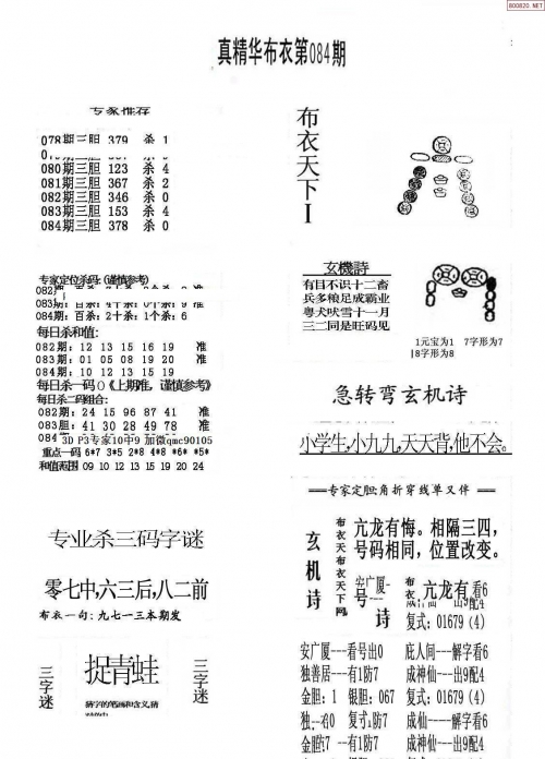 2024精华版布衣图全图解析