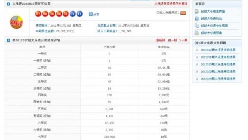 双色大乐透开奖结果查询