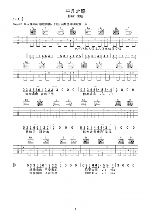 七号公园吉他谱-第3张图片